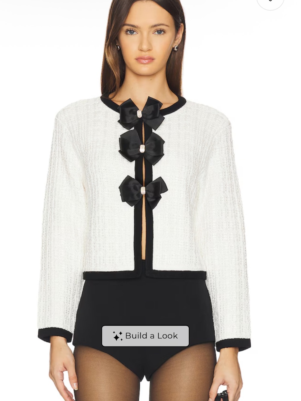 Alice + Olivia Akira Bow Boucle Cardigan Sweater